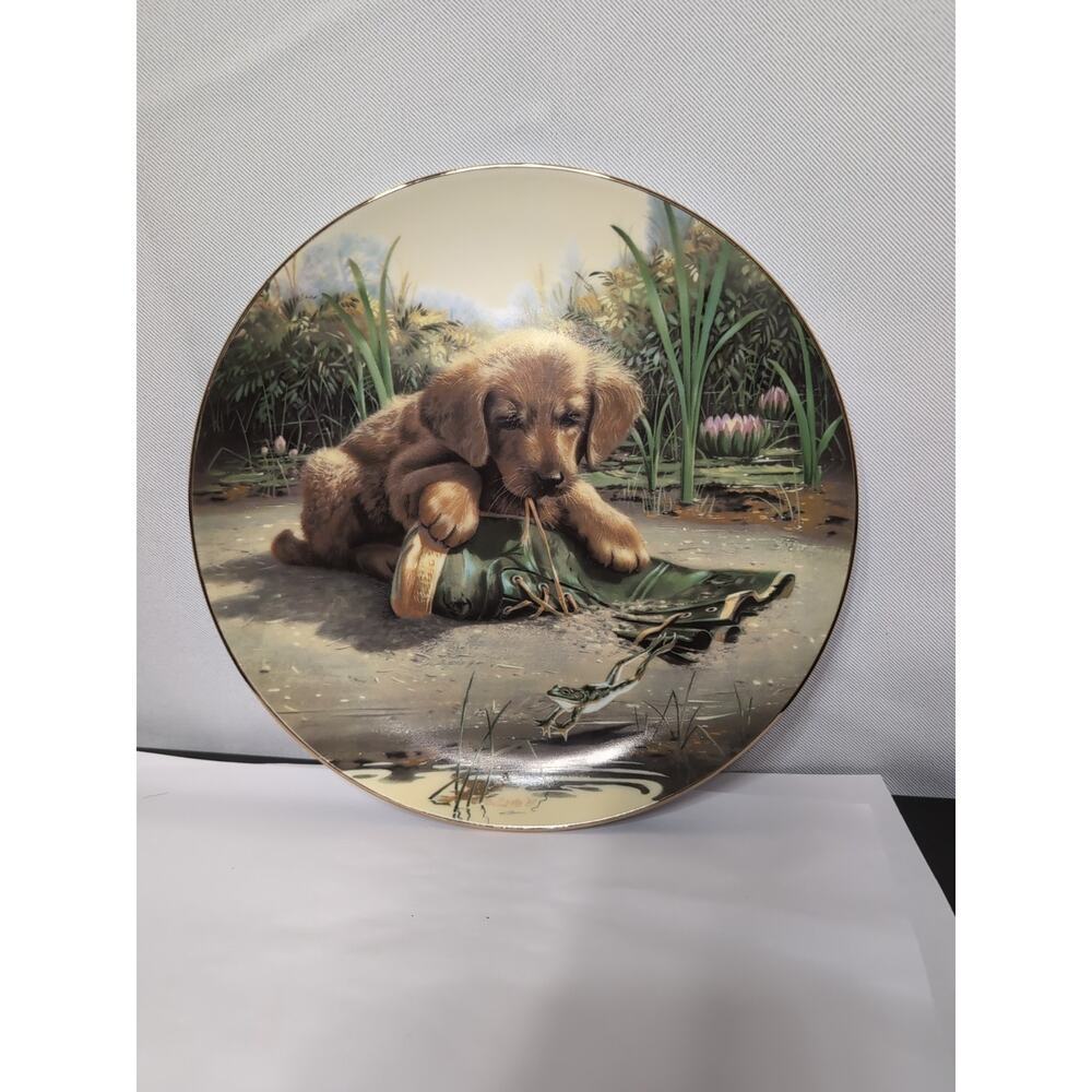 Catch of the Day Plate by Jim Lamb Retriever "Puppy Playtime" Collection 1987